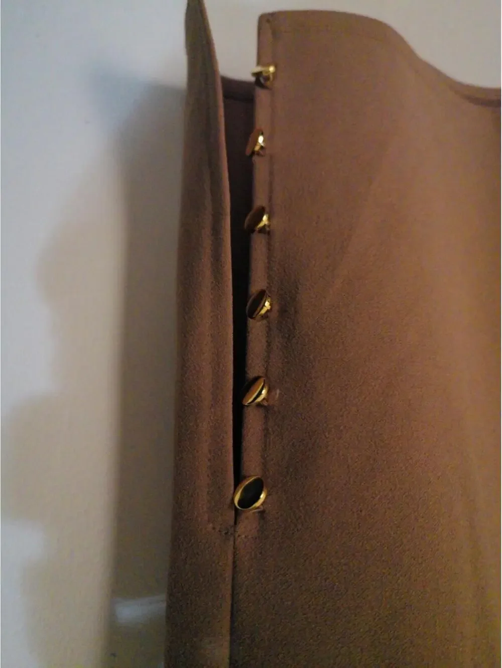 Messini Womens‎ Pencil Skirt XL Camel Brown Gold Side Button High Waist Work